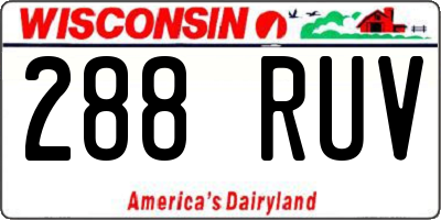WI license plate 288RUV