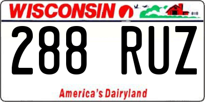 WI license plate 288RUZ