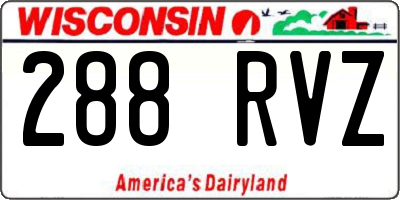 WI license plate 288RVZ