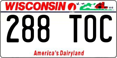 WI license plate 288TOC