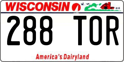 WI license plate 288TOR