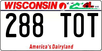 WI license plate 288TOT