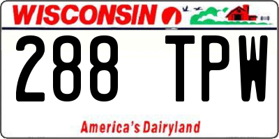 WI license plate 288TPW