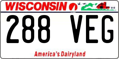 WI license plate 288VEG