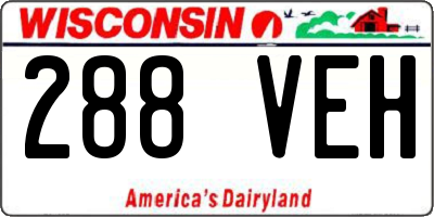 WI license plate 288VEH