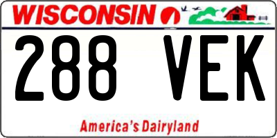 WI license plate 288VEK