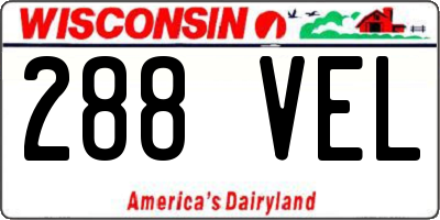 WI license plate 288VEL