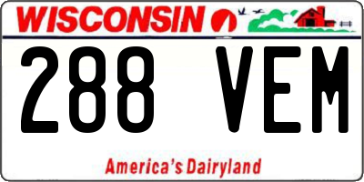WI license plate 288VEM