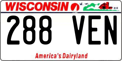 WI license plate 288VEN