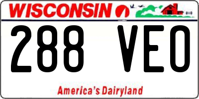 WI license plate 288VEO