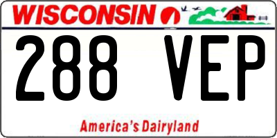 WI license plate 288VEP