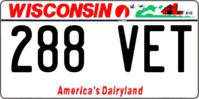 WI license plate 288VET