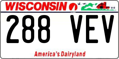 WI license plate 288VEV