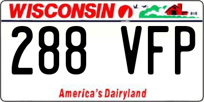 WI license plate 288VFP