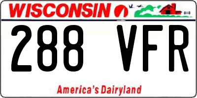 WI license plate 288VFR