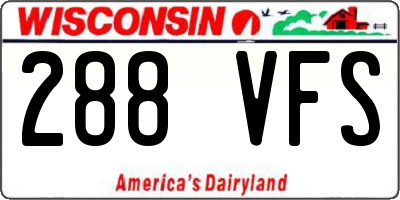 WI license plate 288VFS