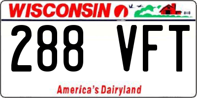 WI license plate 288VFT