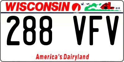 WI license plate 288VFV