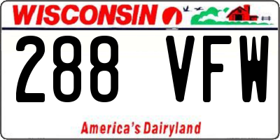 WI license plate 288VFW