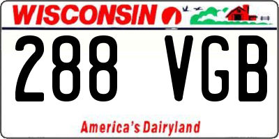WI license plate 288VGB