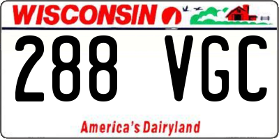 WI license plate 288VGC