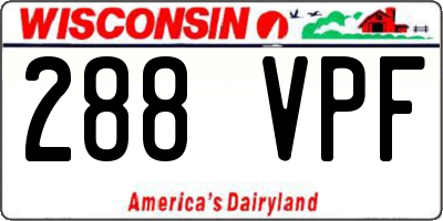 WI license plate 288VPF