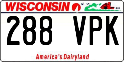 WI license plate 288VPK