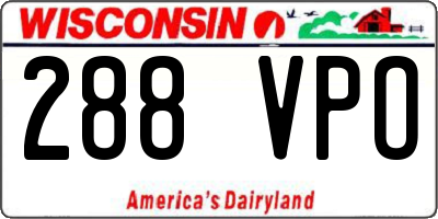 WI license plate 288VPO