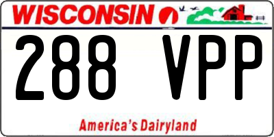 WI license plate 288VPP