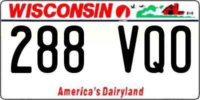WI license plate 288VQO