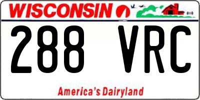 WI license plate 288VRC