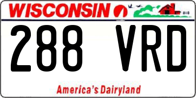WI license plate 288VRD