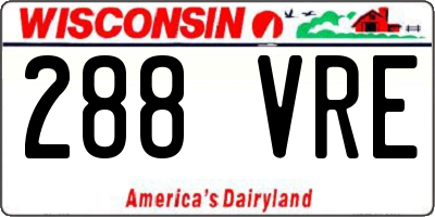 WI license plate 288VRE
