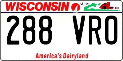WI license plate 288VRO