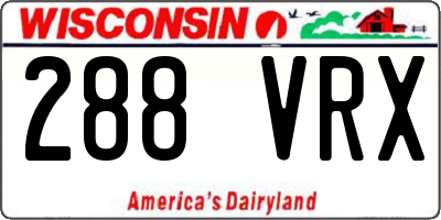 WI license plate 288VRX