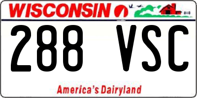 WI license plate 288VSC