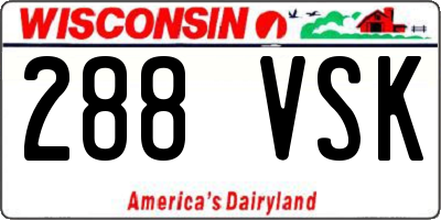 WI license plate 288VSK