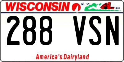 WI license plate 288VSN