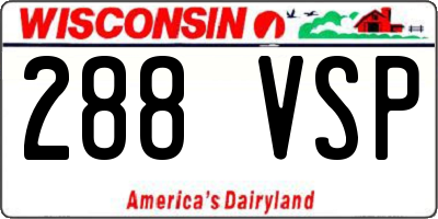 WI license plate 288VSP