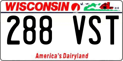 WI license plate 288VST