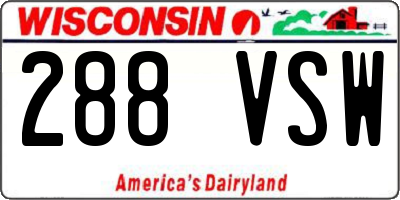 WI license plate 288VSW