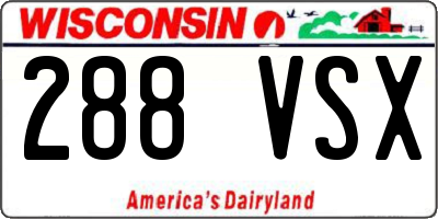 WI license plate 288VSX