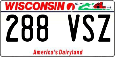 WI license plate 288VSZ