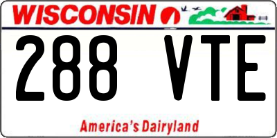 WI license plate 288VTE