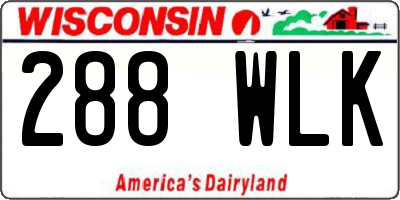 WI license plate 288WLK