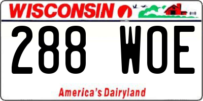 WI license plate 288WOE