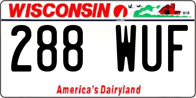 WI license plate 288WUF