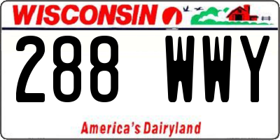 WI license plate 288WWY
