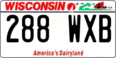 WI license plate 288WXB
