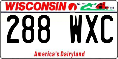 WI license plate 288WXC